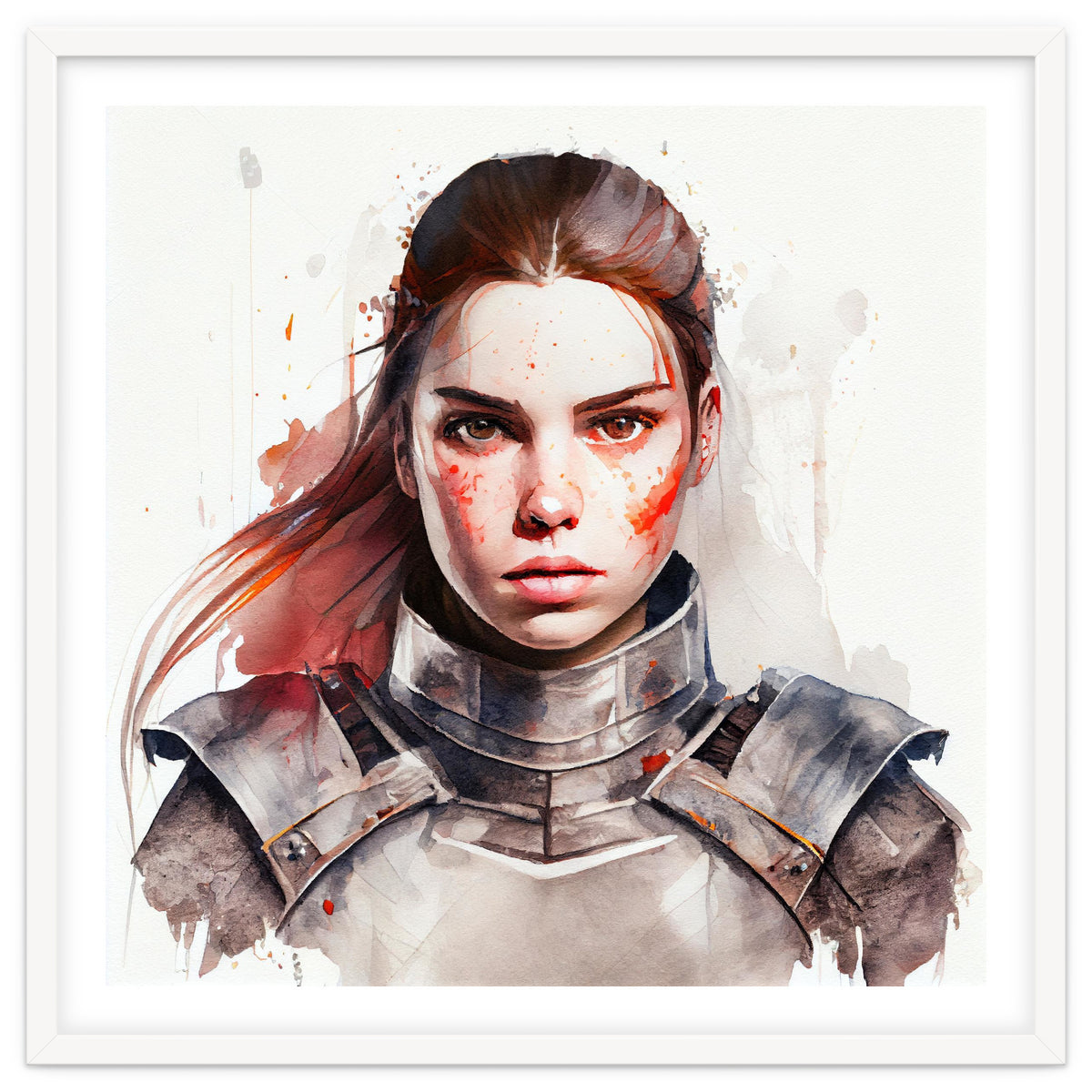 Watercolor Medieval Soldier Woman #2