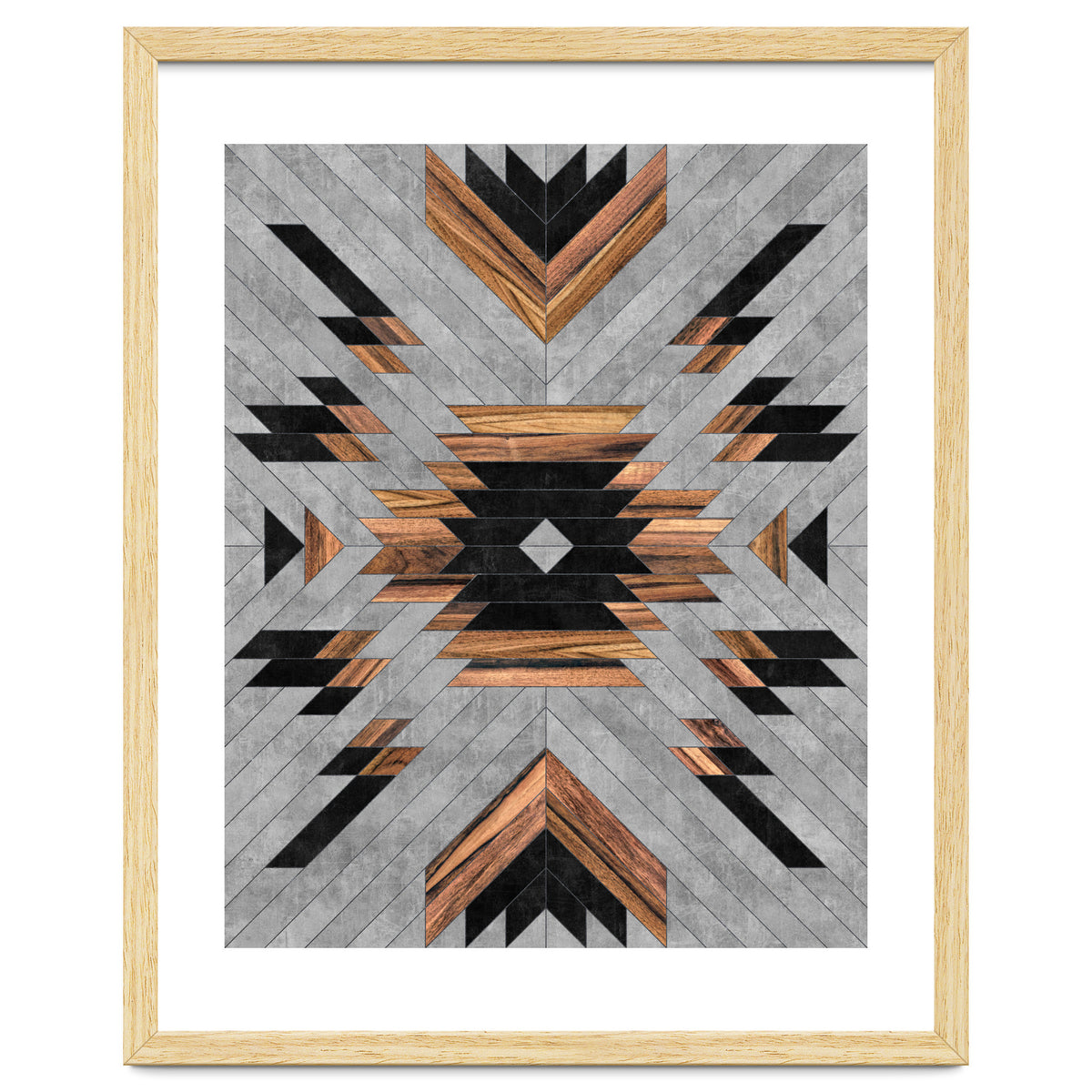 Urban Tribal Pattern No.6 - Aztec - Concrete and Wood