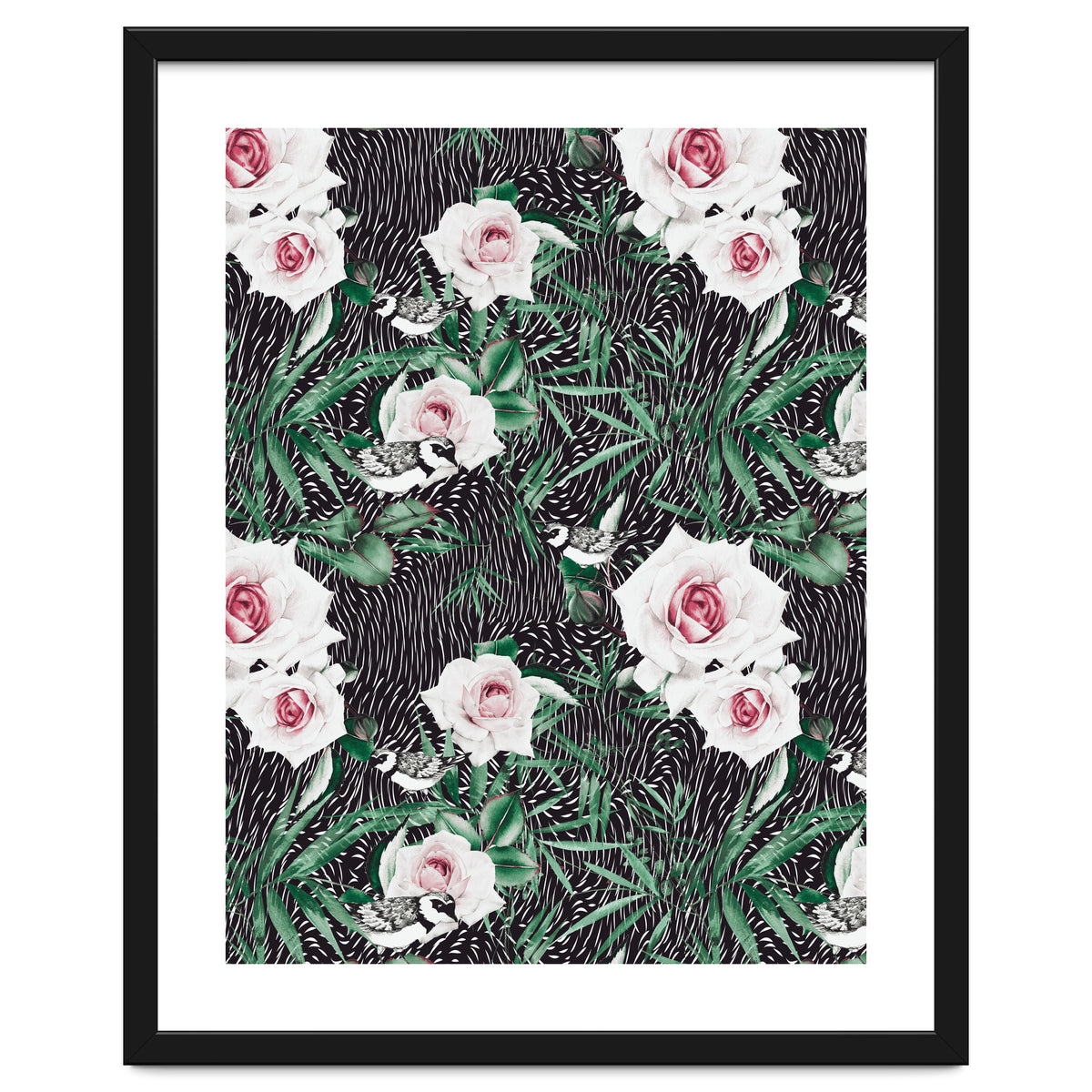 Dark flowery abstract of birds