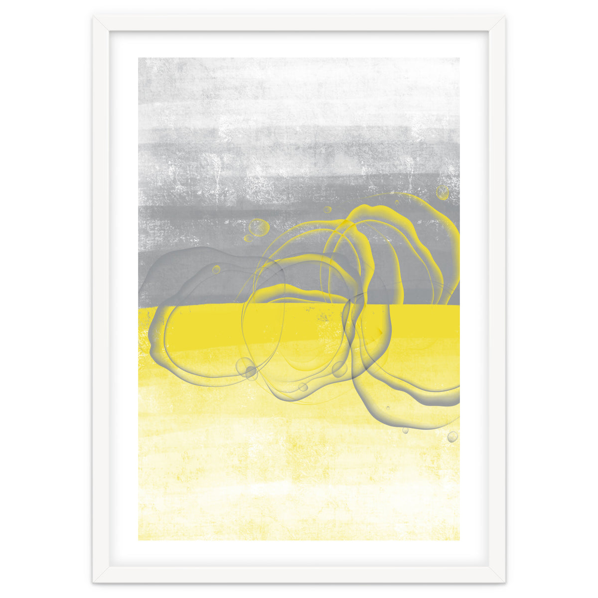 Abstract Painting No. 53 - Bubbles | Illuminating Yellow & Ultimate Grey