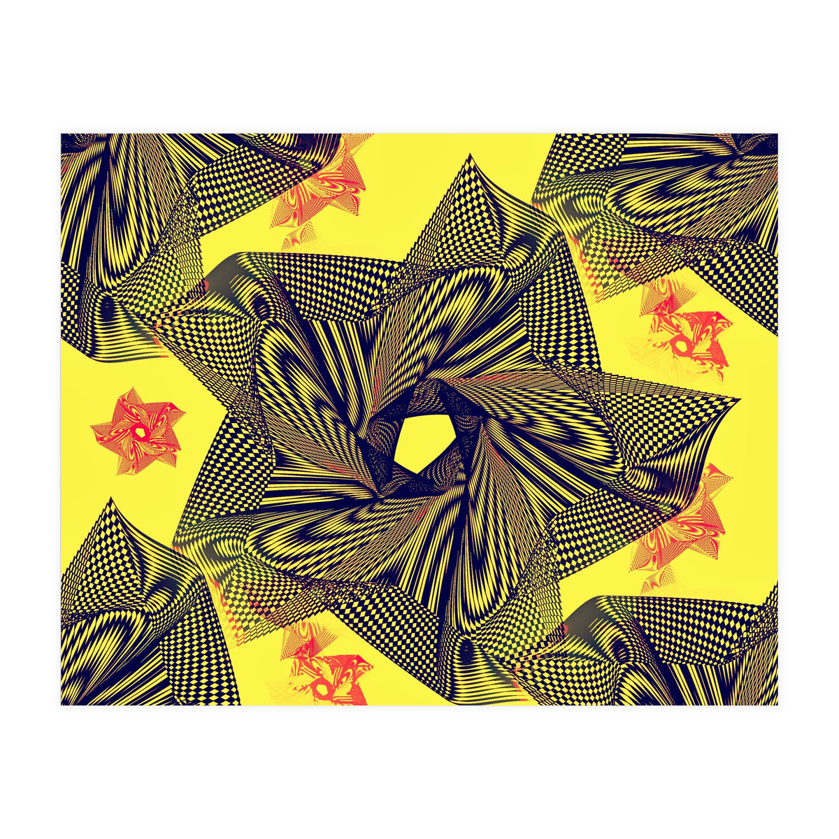 Black flowers on yellow background. (Print Only)