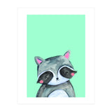 Woodland Racoon On Mint (Print Only) thumbnail
