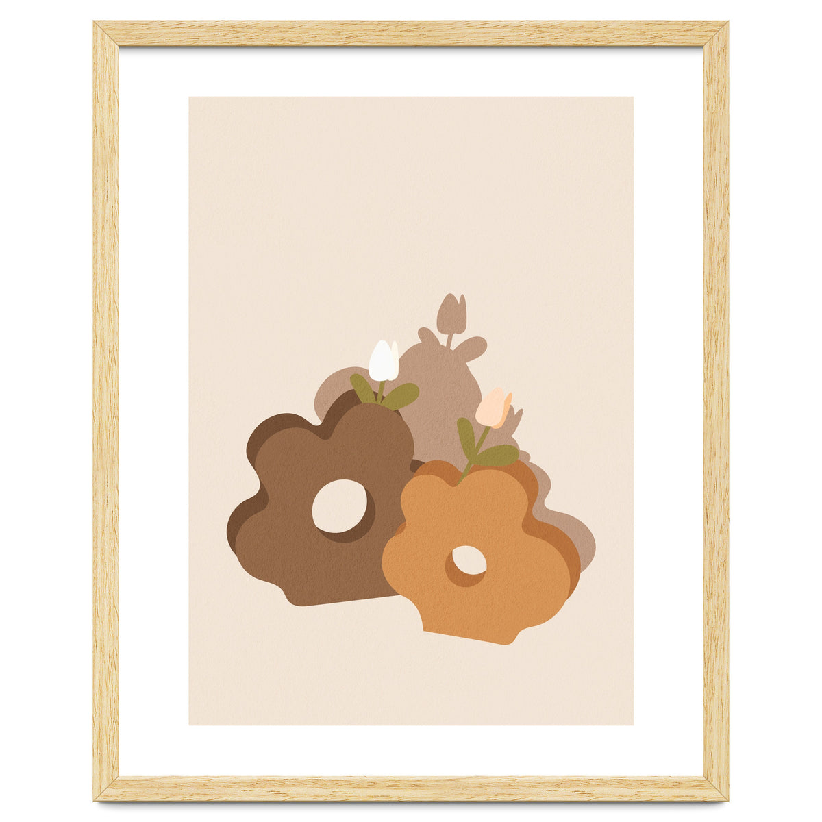 Tulip Flower Boho Neutral Beige