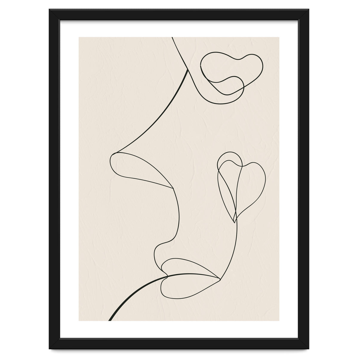 Continuous Line Art Face Drawing Floral Shapes