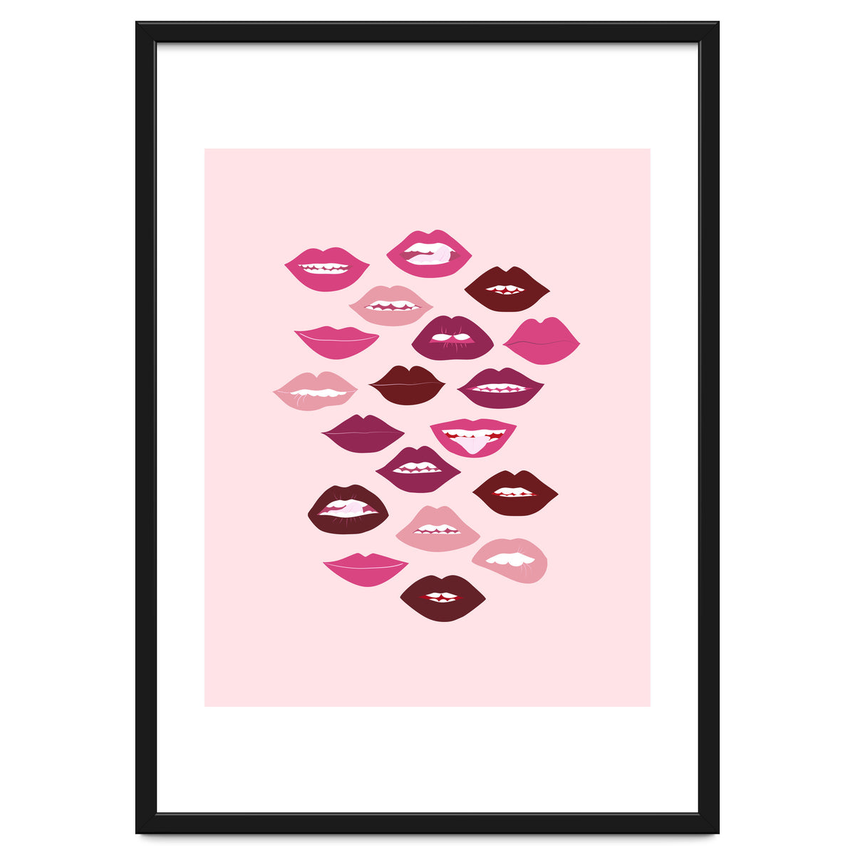 Lips Dark on Pink Background