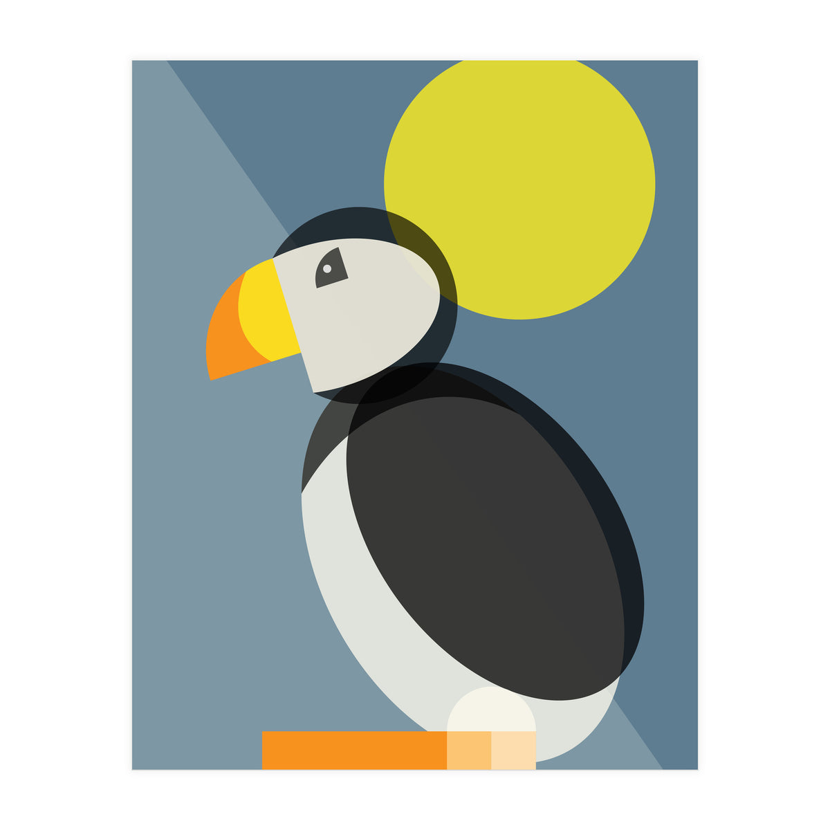 Mid Century Geometric Puffin (Print Only)