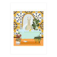 Llama Bathing in Moroccan Style Bathroom (Print Only)