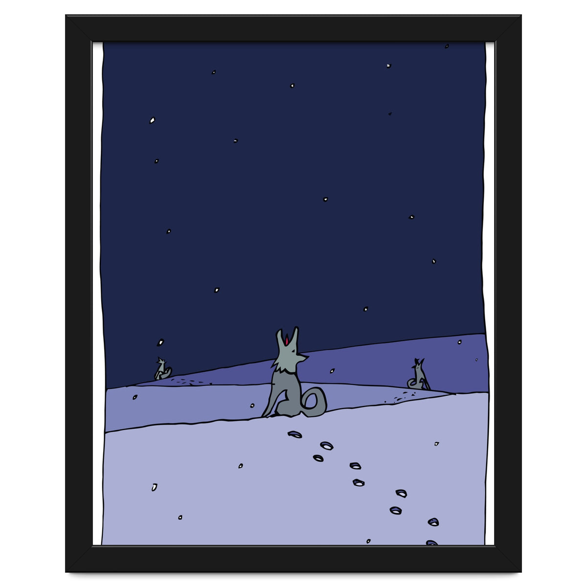 Dogs in Winter Night