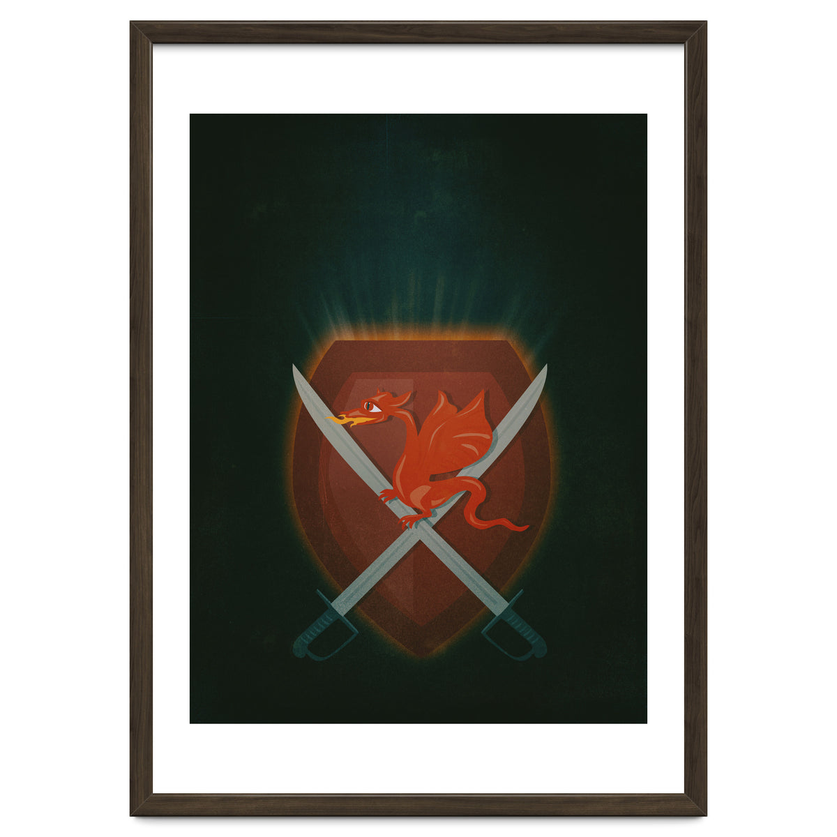 Heraldic dragon and cutlasses