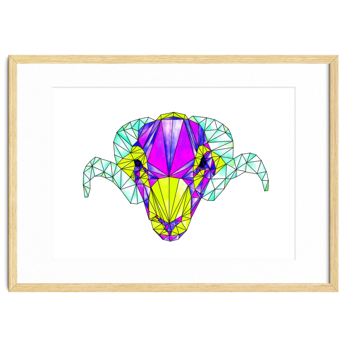 Colourful Geometric Swaledale Sheep Tup with Black Lines