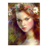 Dreamy kitschy Maiden with Flower Wreath (Print Only) thumbnail