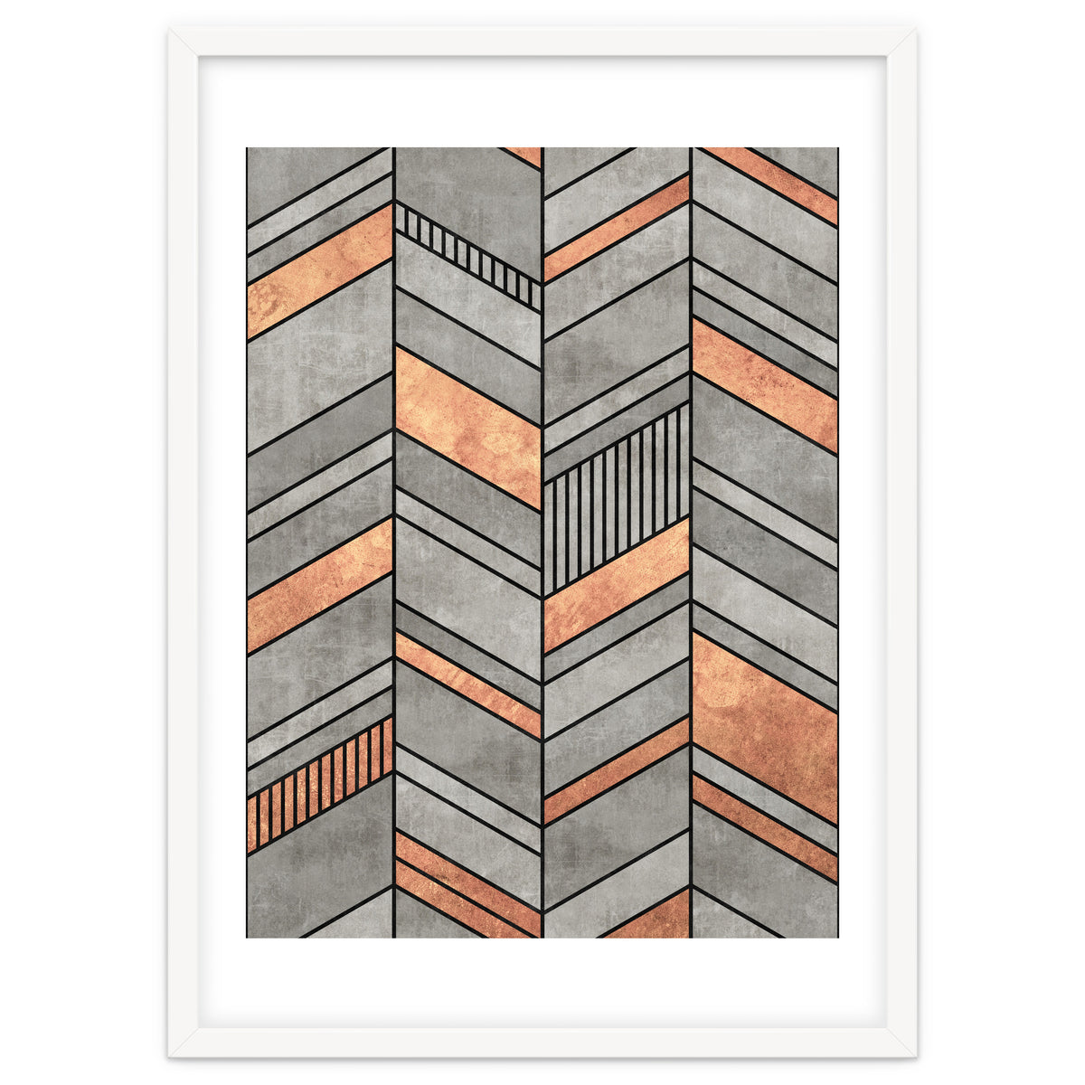 Abstract Chevron Pattern - Concrete and Copper