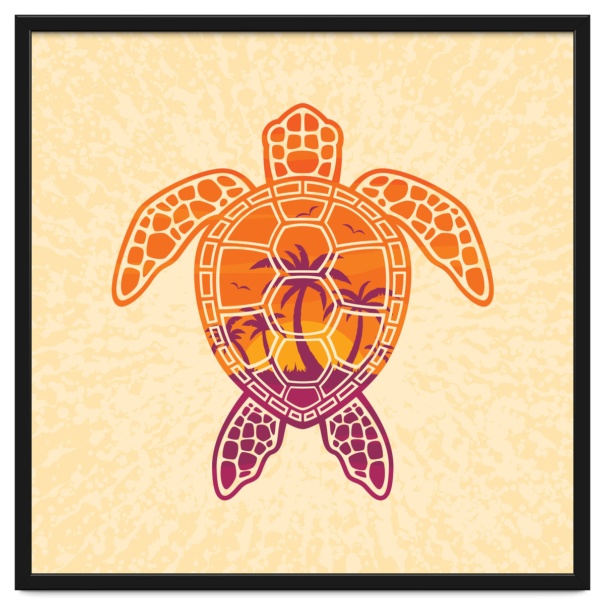 Tropical Sunset Sea Turtle Design