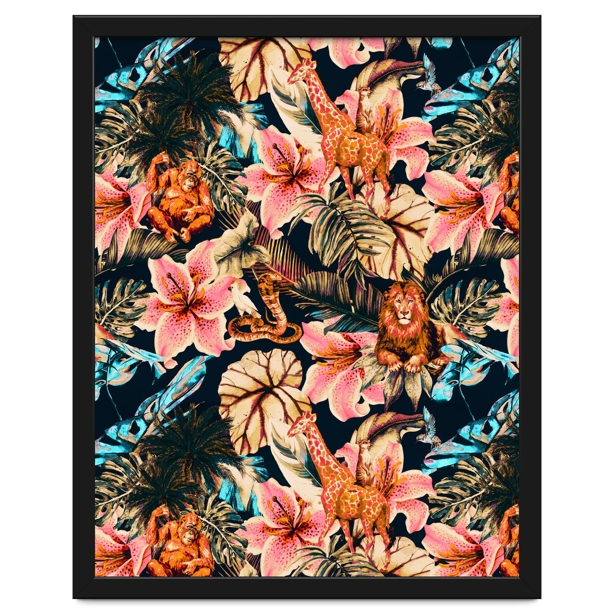 Wild animals in the dark of the jungle 02