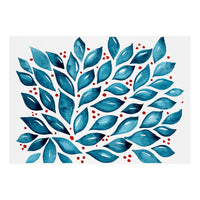 Abstract leaves and dots - teal and red (Print Only)