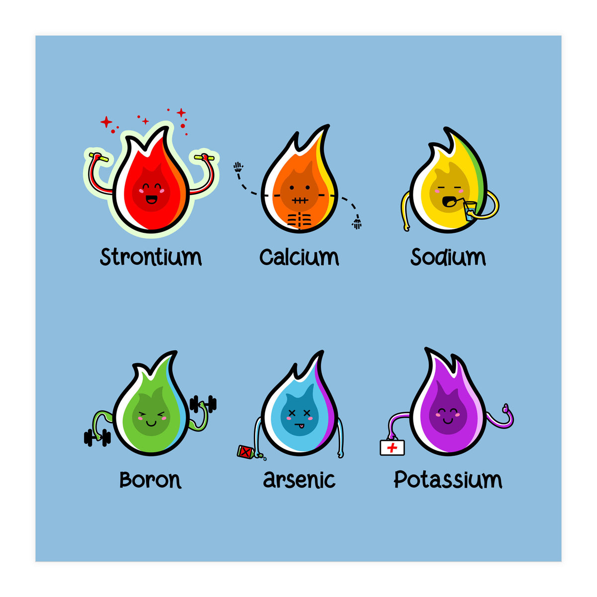 Kawaii Flaming Elements Science (Print Only)