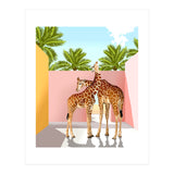 Giraffe Villa | Contemporary Modern Architecture Digital Graphic Art | Wildlife Animals Palm Exotic (Print Only) thumbnail
