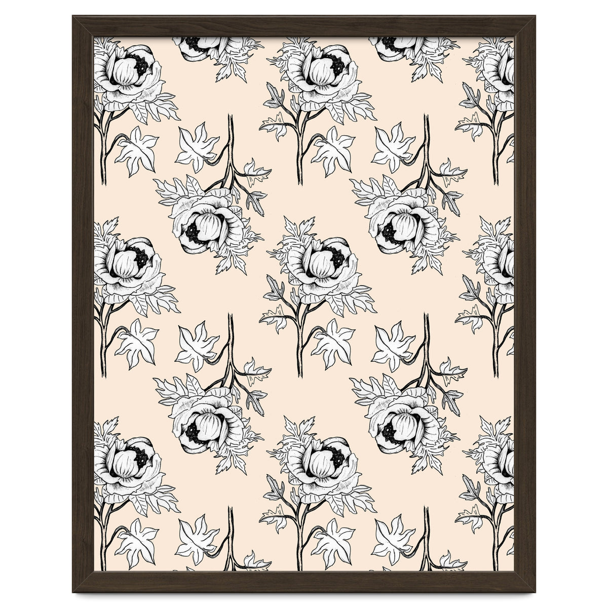 Drawing pattern of roses to pencil on beige