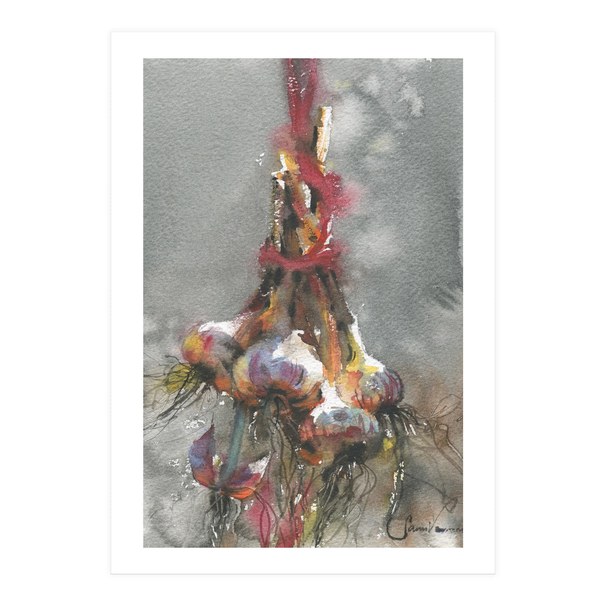 Garlic still life watercolor painting (Print Only)