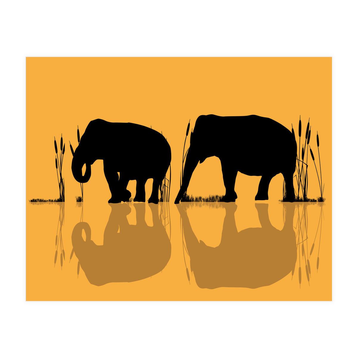 Elephants In The Water (Print Only)