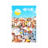 City Of Dreams, Italy Pastel Cityscape Painting, Architecture Buildings Abstract Illustration (Print Only) thumbnail