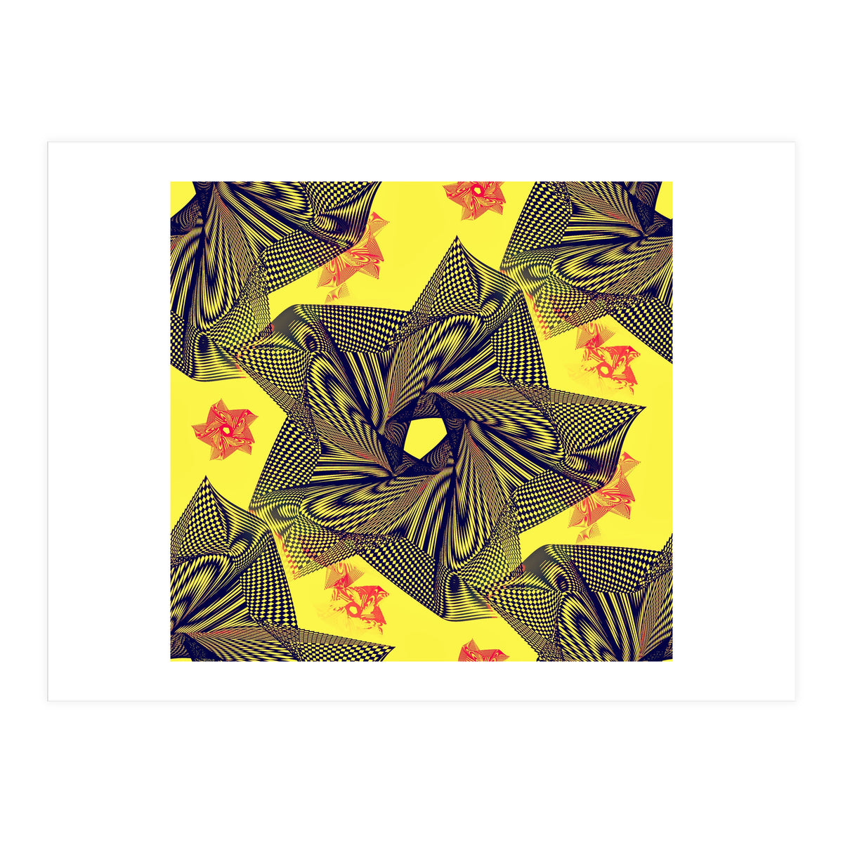 Black flowers on yellow background. (Print Only)