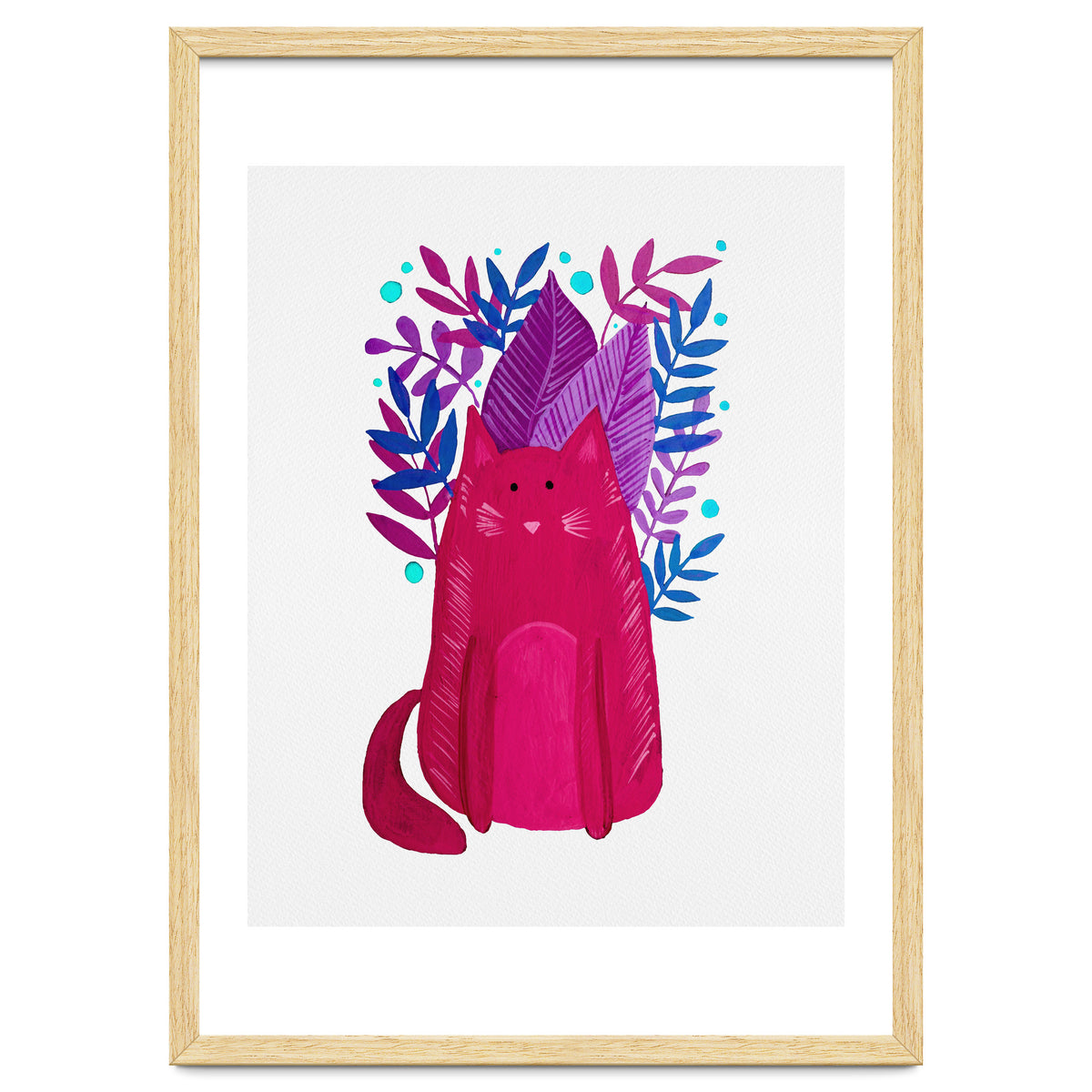 Cute magenta cat with branches