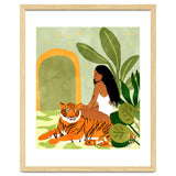 Just You & Me | Tiger Urban Jungle Friendship | Wild Cat Bohemian Black Woman with Pet thumbnail