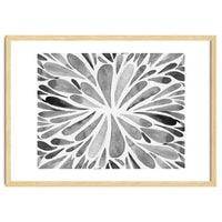 Retro abstract floral - black and white