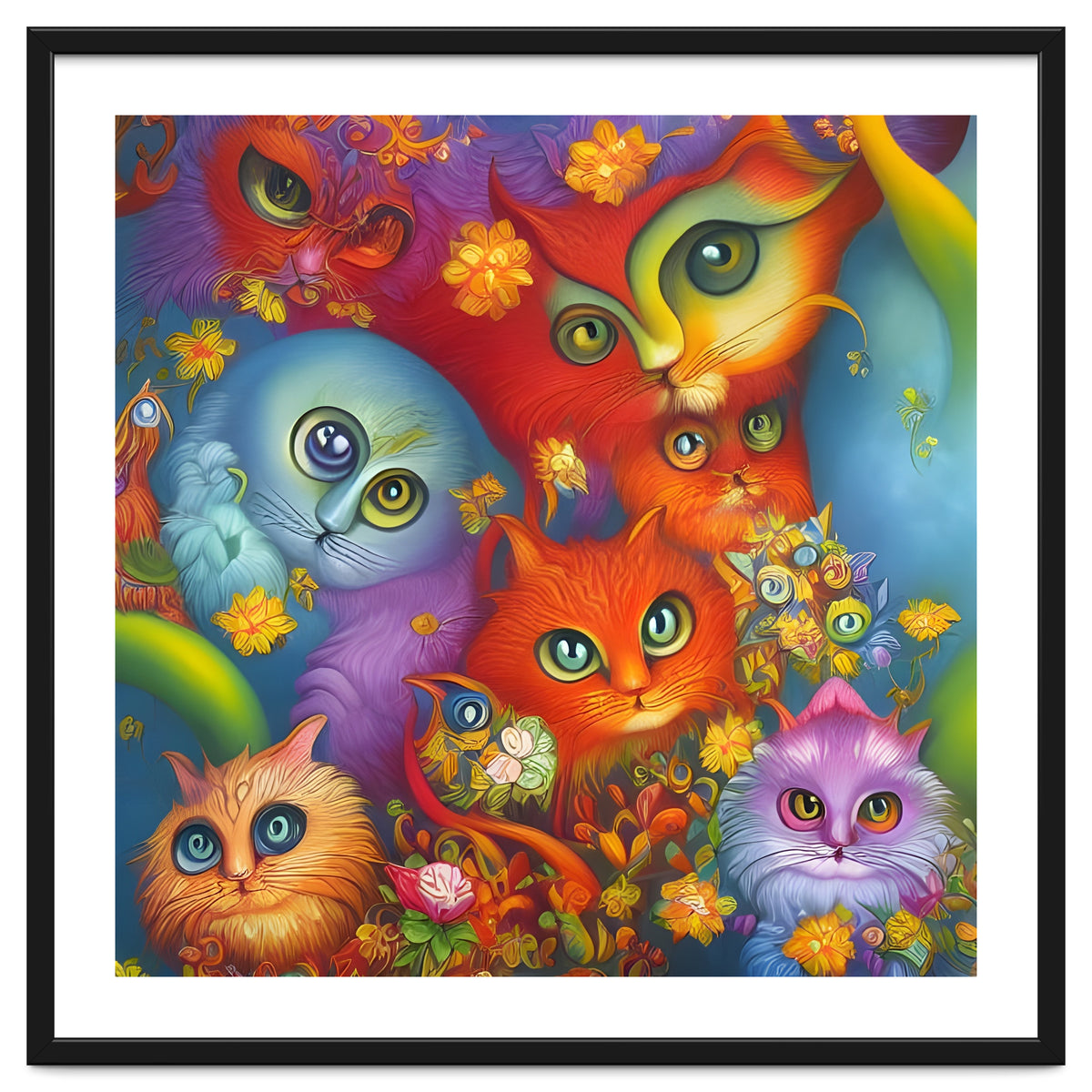 Colorful Crazy Kitty Cat Kitten Collage