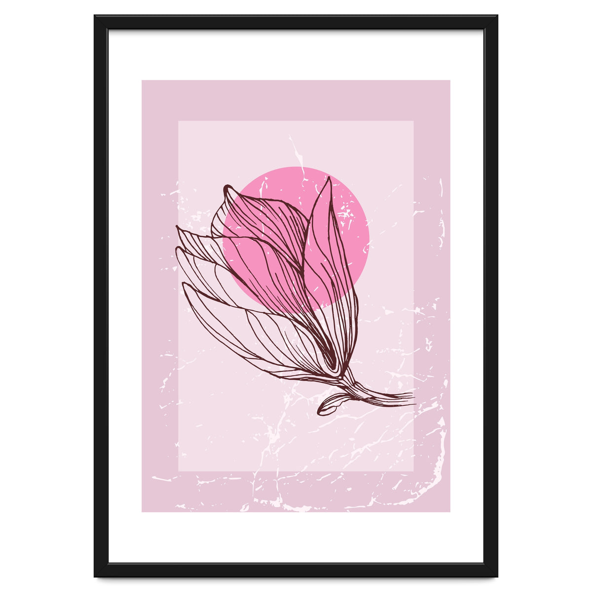 Magnolia  Minimalist Scandinavian, Abstract Geometric Art, Botanical Art