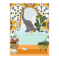 Elephant Bathing in Moroccan Style Bathroom (Print Only)