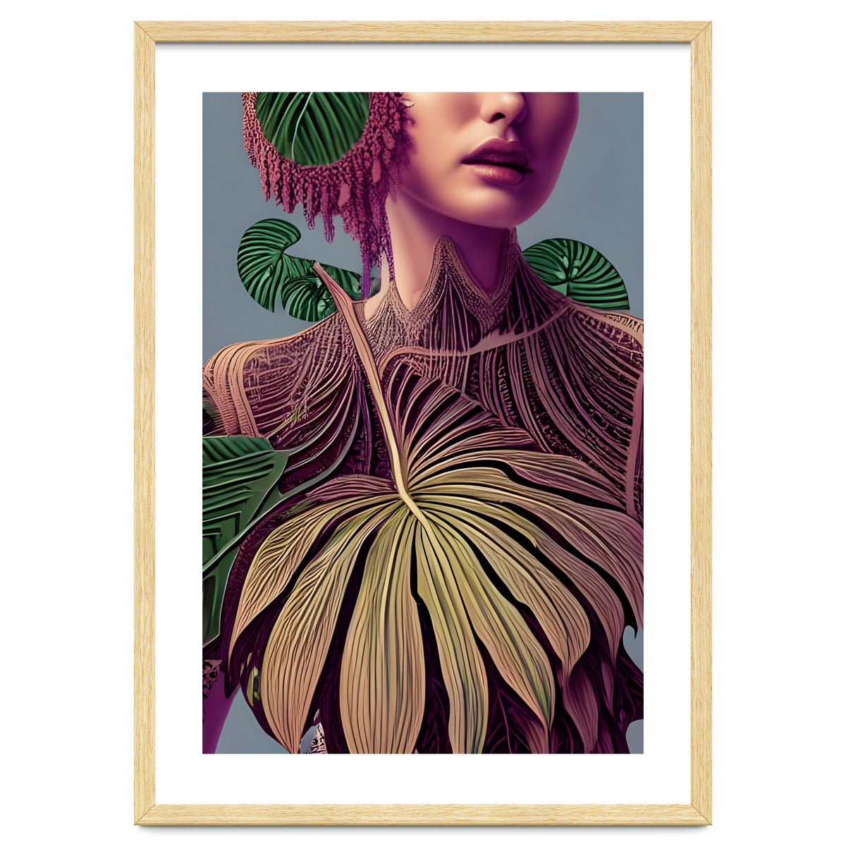 Woman in Monstera Deliciosa Leaves