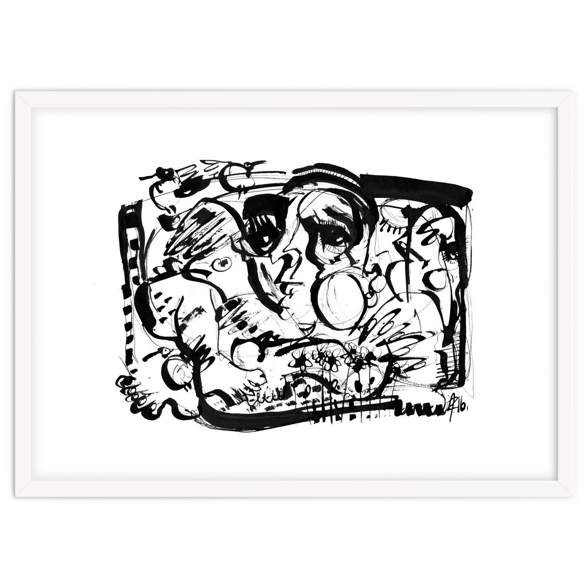 Birds and Flowers - b&w