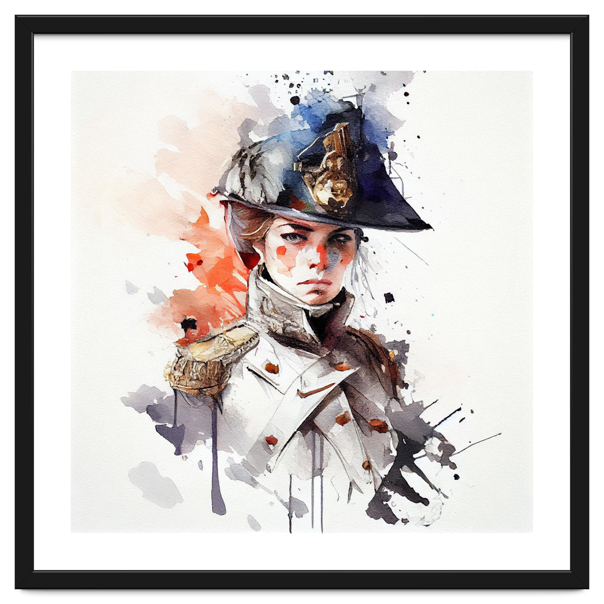Watercolor Napoleonic Soldier Woman #4