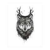 Deer Wolf Bw (Print Only) thumbnail