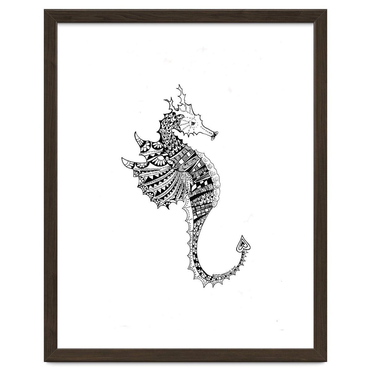 Seahorse Dragon Zen Doodle