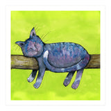 Sleeping cat in purpe (Print Only) thumbnail