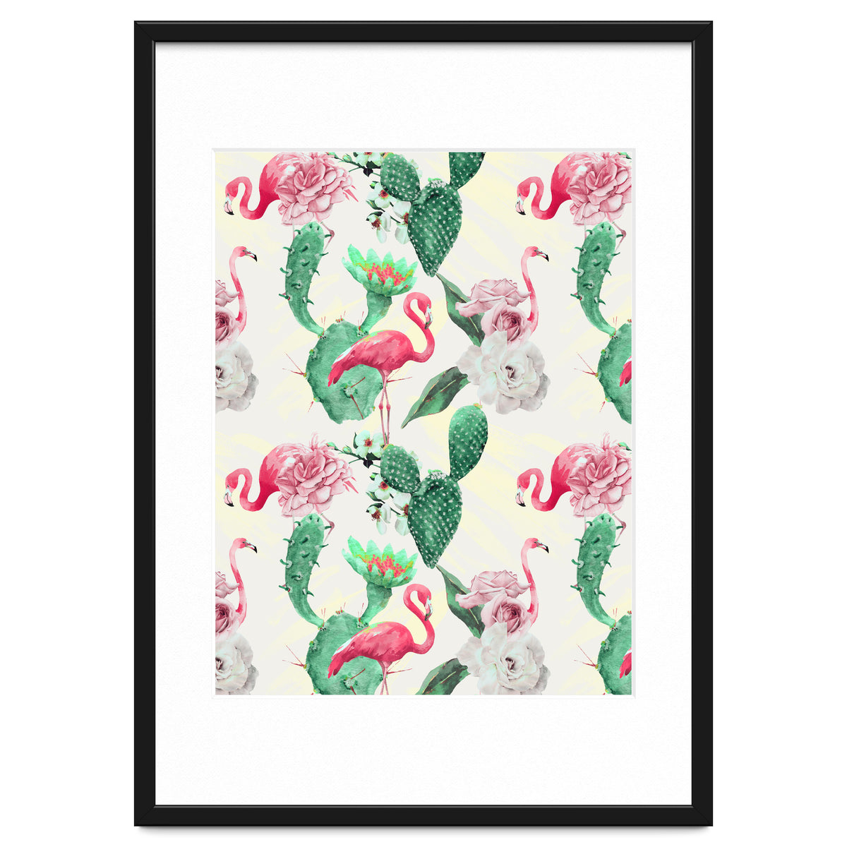 Flamingos, geometric and flowers
