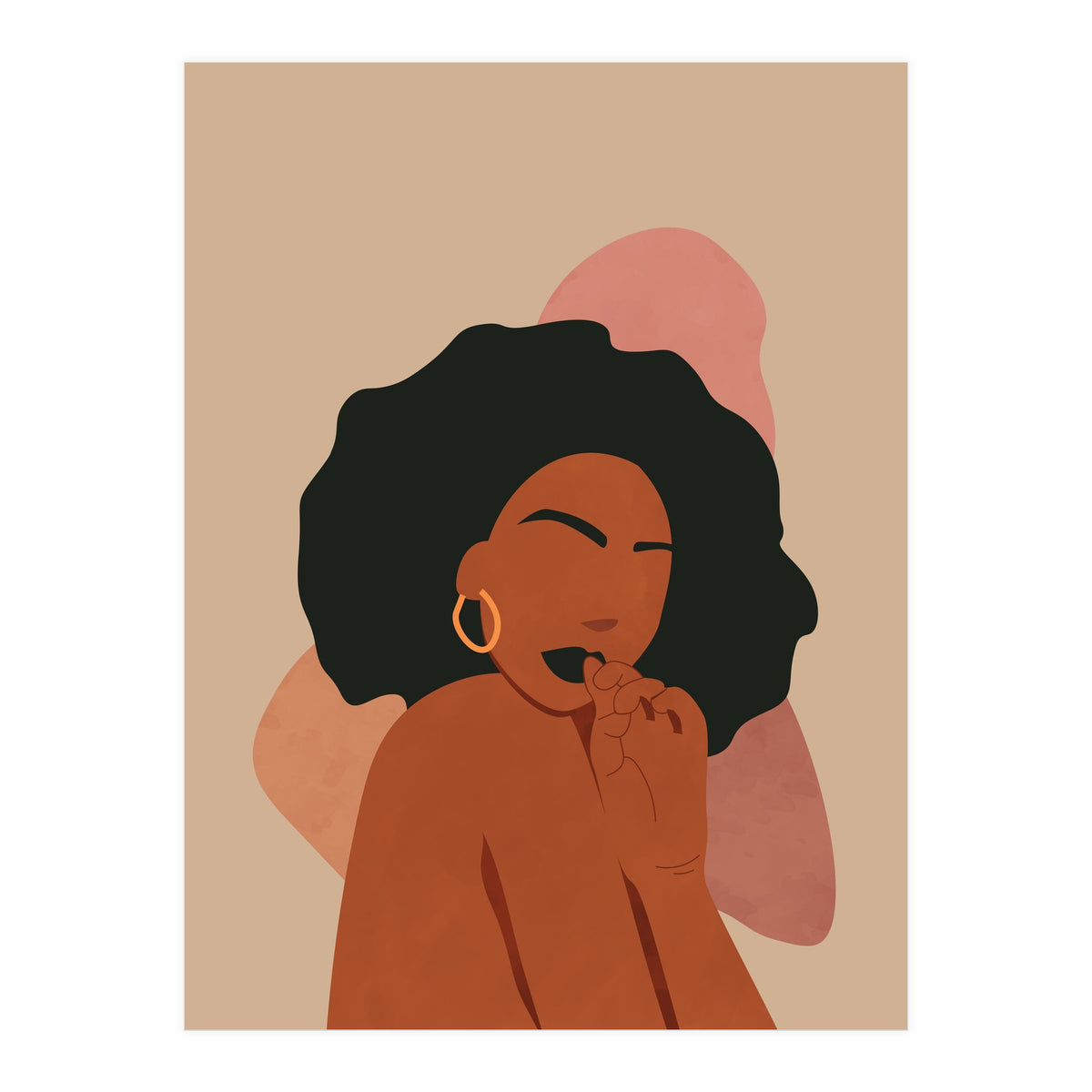 Black Woman Portrait Abstract Boho (Print Only)