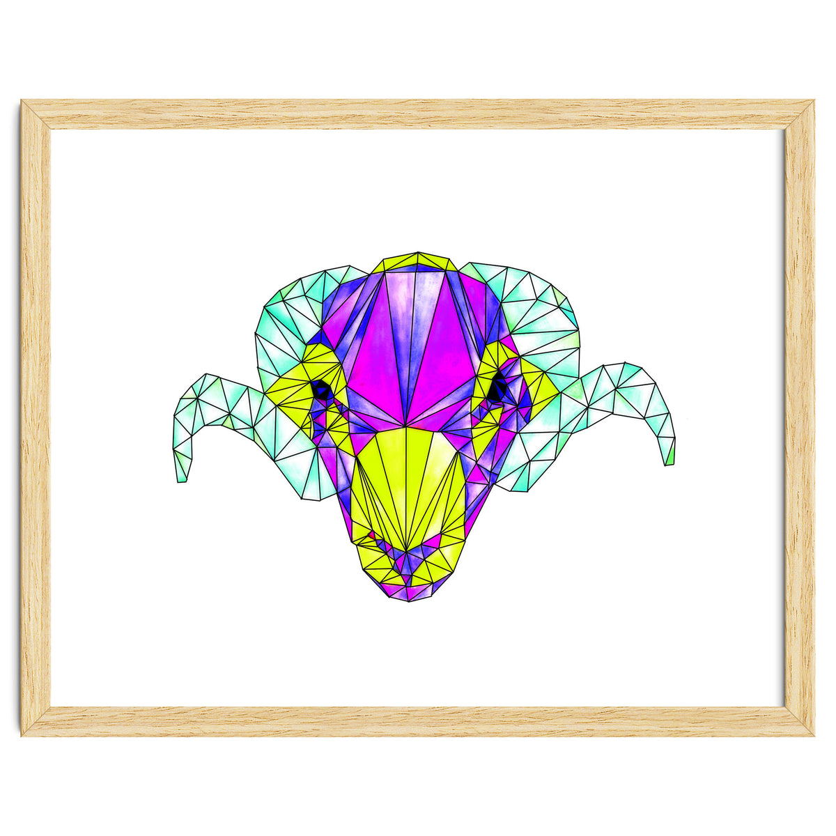 Colourful Geometric Swaledale Sheep Tup with Black Lines