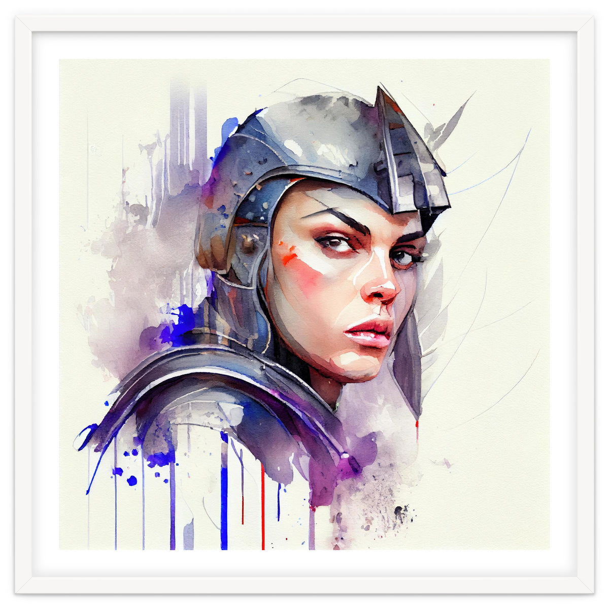Watercolor Medieval Soldier Woman #3