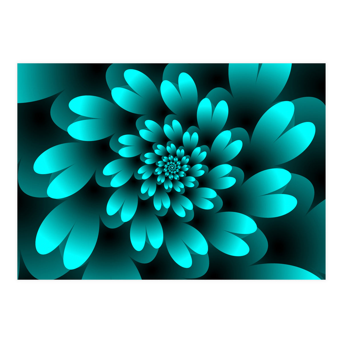 Turquoise Floral Satin Art (Print Only)