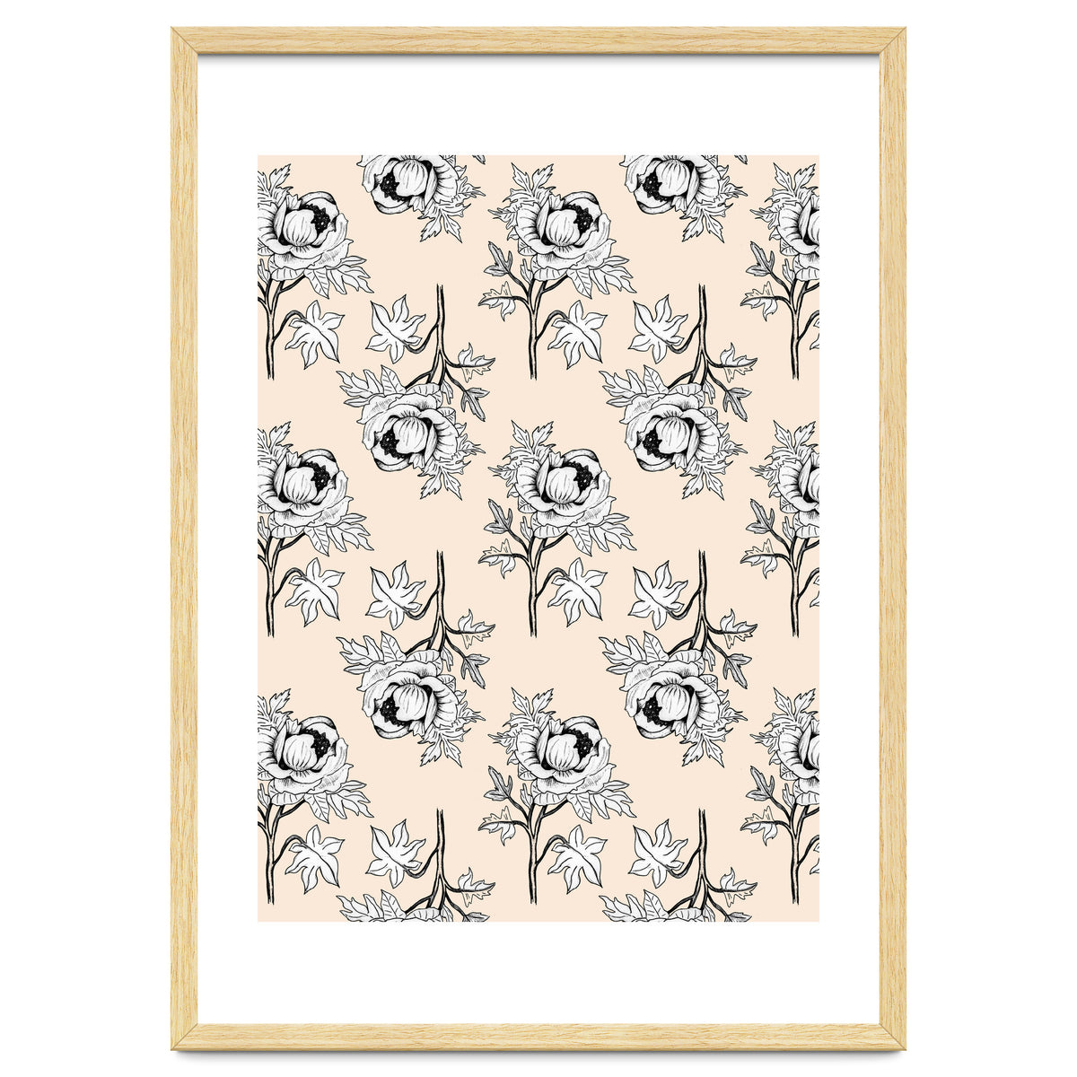 Drawing pattern of roses to pencil on beige