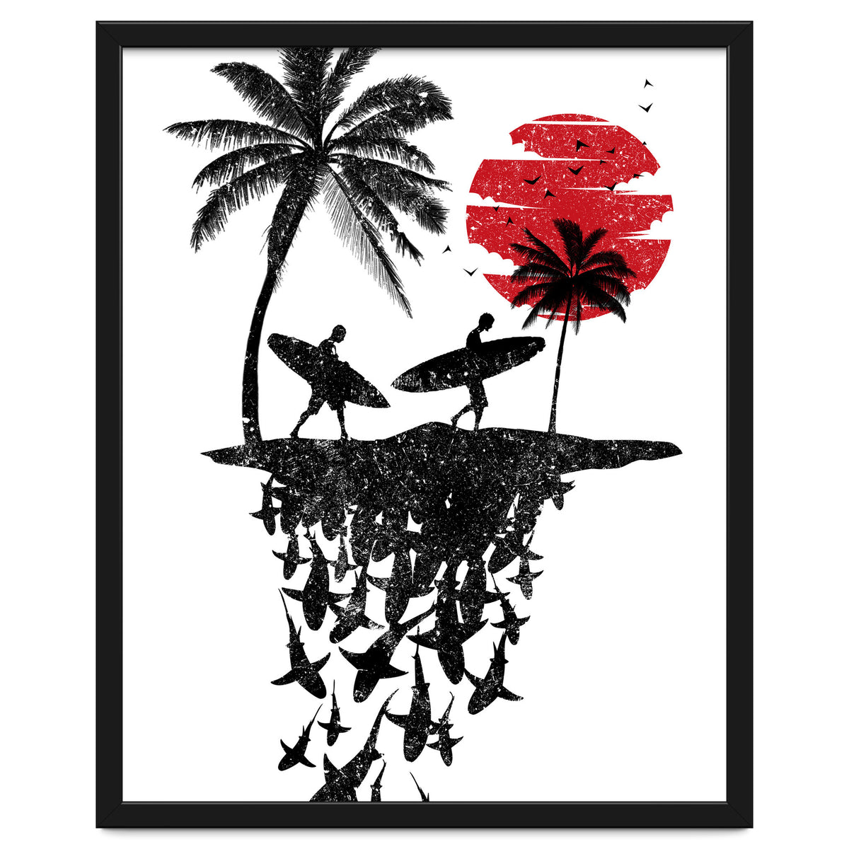 Surfer island sharks