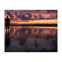 Sunset at Another Place - Sir Antony Gormley statues at Crosby Beach in Merseyside, England.  (Print Only)