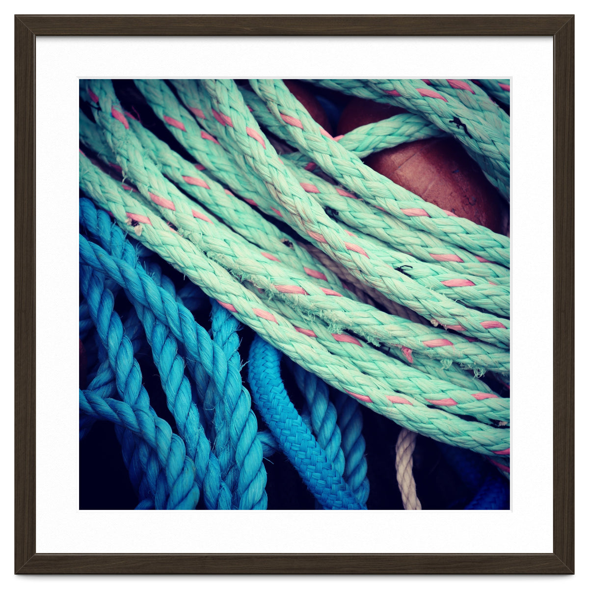 fishing ropes: blue and green
