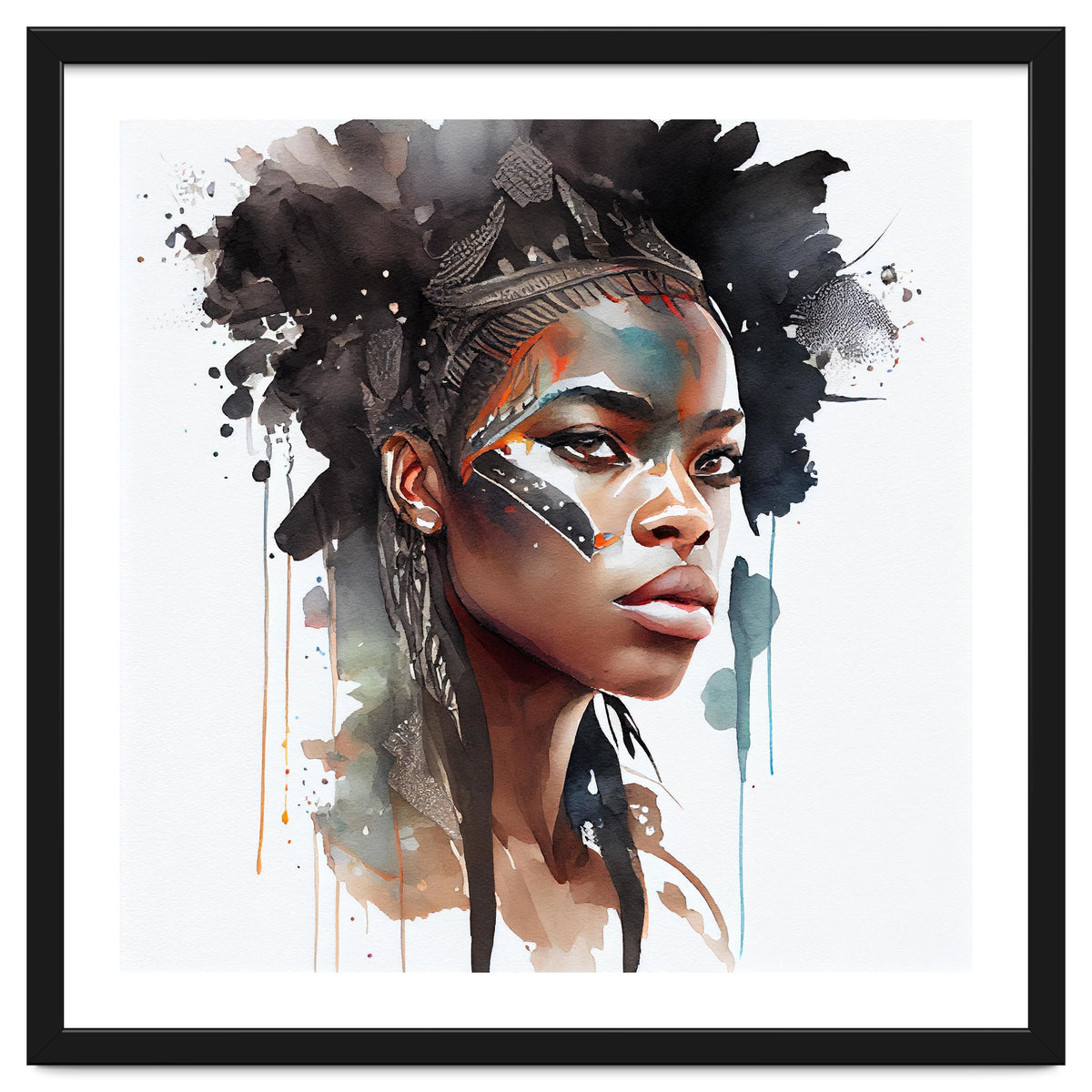 Watercolor African Warrior Woman #6