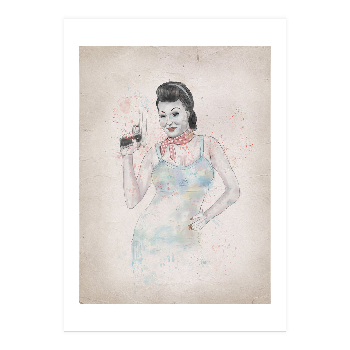 Posing With Gun (Print Only)