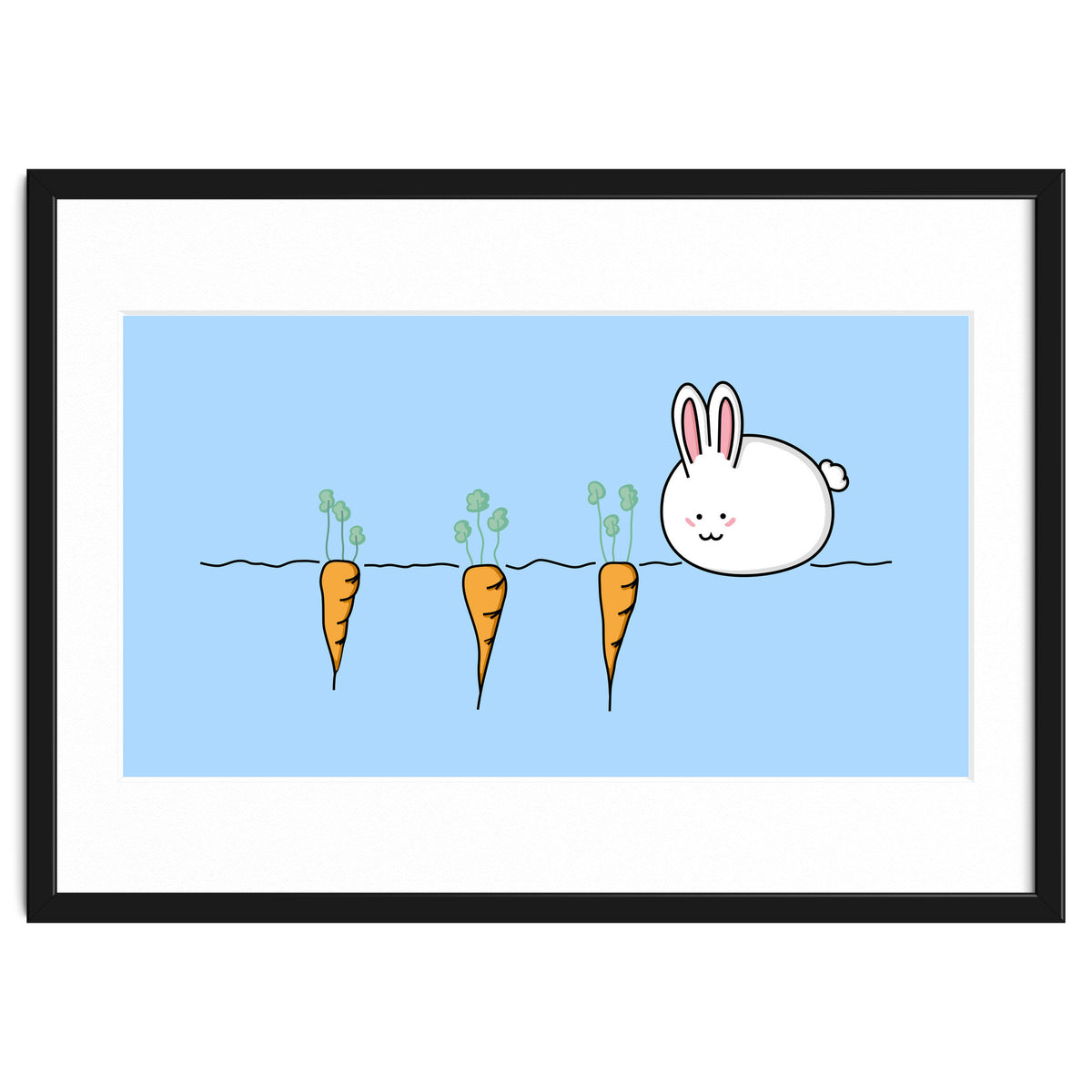Kawaii Cute Rabbit With Carrots